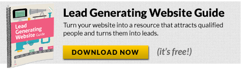 Cover of Lead Generating Website Guide with text promoting the guide as a free resource to attract qualified leads. A yellow Download Now button is featured, with the note (its free!) next to it.